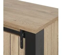 ALTOBUY Buffet 2 Portes Coulissantes 3 Tiroirs Métal Et Aspect Bois - Clodius