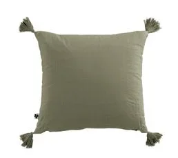 ALTOBUY Coussin Déhoussable 40x40cm Avec Pompons Gaze De Coton Romarin - Ourea