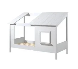 ALTOBUY Lit Maison 90x200cm Blanc Avec Fenêtre + Sommier - Laka