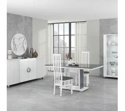 ALTOBUY Séjour Complet Avec Table 160cm Effet Pierre + LEDs - Marika