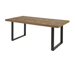 ALTOBUY Table 230cm Aspect Bois Piètement U Métal Poudré Noir - Jenna