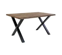 ALTOBUY Table Repas 140cm Plateau Chêne Grisé Et Pieds Acier - Ciotat