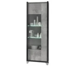 ALTOBUY Vitrine 1 Porte Réversible Gris Aspect Pierre Avec LED - Hoffman