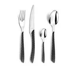 AMEFA Eclat Geo Noir et Blanc - Ménagère 24 Pièces