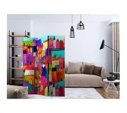 ARTGEIST Paravent Enfant Rainbow-hued Town Multicolore 135x172