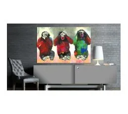 ARTGEIST Tableau Trois Singes Sages 120 X 80 Cm Rouge
