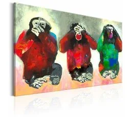 ARTGEIST Tableau Trois Singes Sages 120 X 80 Cm Rouge