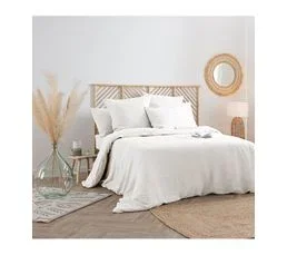 ATMOSPHERA Housse De Couette 2 Personnes En Lin Lavé Blanc Ivoire 260 X 240 Cm