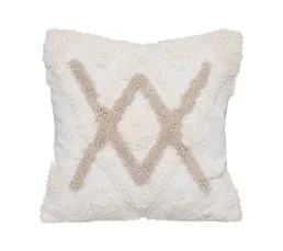 ATMOSPHERA Housse De Coussin Ivoire Motifs Tuftés 40 X 40 Cm