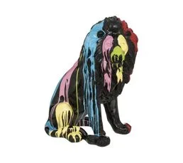 ATMOSPHERA Lion Décoratif En Résine Noire Et Peint Trash H 60 Cm