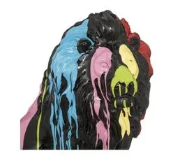 ATMOSPHERA Lion Décoratif En Résine Noire Et Peint Trash H 60 Cm
