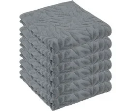 ATMOSPHERA Lot De 6 Draps De Bain En Coton Gris Foncé Tissu Jacquard 100 X 150 Cm