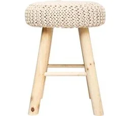 ATMOSPHERA Tabouret Assise Tricot Suzette - H. 43 Cm - Beige
