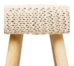 ATMOSPHERA Tabouret Assise Tricot Suzette - H. 43 Cm - Beige