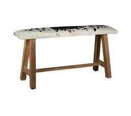 AUBRY GASPARD Banc En Bois Recyclé Et Peau De Vache