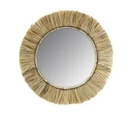 AUBRY GASPARD Miroir Rond En Jonc Naturel