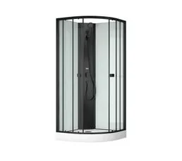 AURLANE Cabine De Douche 1/4 De Cercle Minimaliste Style Contemporain - 85x197.5x85 Cm - Noir