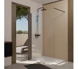 AURLANE Paroi De Douche 120x200cm - Verre Trempé Transparent 8mm - Profilé Noir