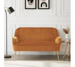 BAÏTA Canapé Droit Marcelino Fixe Velours Rouille