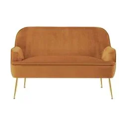 BAÏTA Canapé Droit Marcelino Fixe Velours Rouille