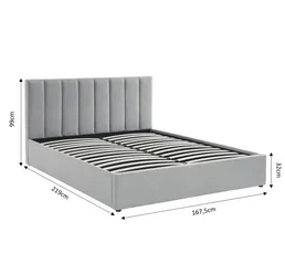 BAÏTA Lit Coffre Marius Tissu Gris Clair 160x200 Sommier Inclus