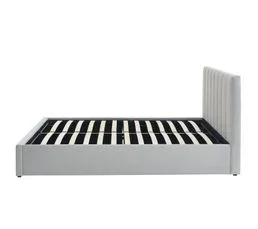 BAÏTA Lit Coffre Marius Tissu Gris Clair 160x200 Sommier Inclus