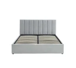 BAÏTA Lit Coffre Marius Tissu Gris Clair 160x200 Sommier Inclus