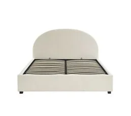 BAÏTA Lit Coffre Olaf Tissu Bouclettes Écru 160x200 Sommier Inclus