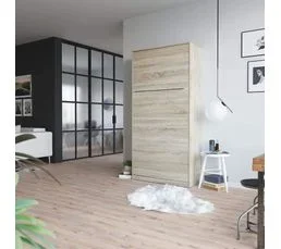 BB LOISIR Armoire Lit Escamotable 90x200 cm Vertical Mural Supérieur Chêne Sonoma//chêne Sonoma