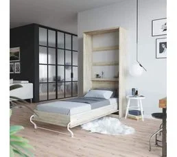 BB LOISIR Armoire Lit Escamotable 90x200 cm Vertical Mural Supérieur Chêne Sonoma//chêne Sonoma