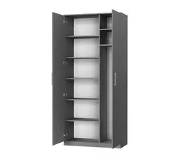 BB LOISIR Lit Escamotable +2 Placards V 140x200+(80x2)cm Standard Anthracite/anthracite