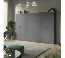 BB LOISIR Lit Escamotable +2 Placards V 140x200+(80x2)cm Standard Anthracite/anthracite