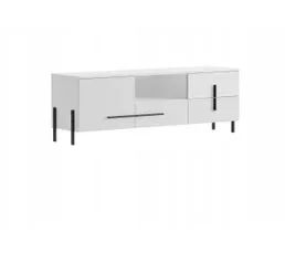 BB LOISIR Meuble TV Meuble Hi-fi 182x40x52 Cm Sur Pied Justan Blanc/blanc Brillant