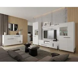 BB LOISIR Meuble TV Meuble Hi-fi 182x40x52 Cm Sur Pied Justan Blanc/blanc Brillant