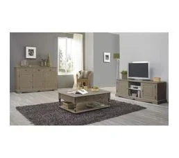 Buffet Taupe Style Anglais 3 Portes 3 Tiroirs 4 Niches L 146.6 H 89.6 P 42.5 Cm