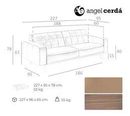 Canapé 3 Places En Cuir Beige Angel Cerda