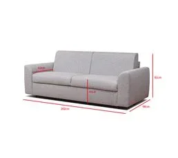 Canapé convertible express 3 places CLAYVE tissu gris clair