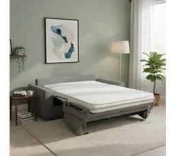 Canapé convertible express 3 places CLAYVE tissu gris clair