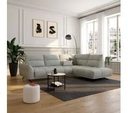 Canapé d'angle droit GIOVANNI tissu galet