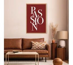 CEANOTHE Tableau Mural Encadré Passion 65x97 Cm Naturel   Rouge Foncé Résine Recyclée