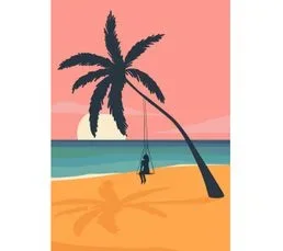 CEANOTHE Tableau Sur Toile Palmier 30x45 Cm Naturel   Orange