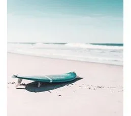 CEANOTHE Tableau Sur Toile Planche De Surf Abandonnée 45x45 Cm Naturel   Bleu