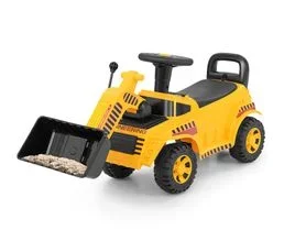 COSTWAY Jouet Bulldozer Porteur Enfant Avec Godet Réglable Et Son De Moteur, Charge 15kg, Excavateur