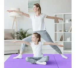 COSTWAY Tapis De Gymnastique Pliable En Mousse Epe, Tapis De Yoga Pliant Avec 2 Poignées,180x60x5cm, Violet
