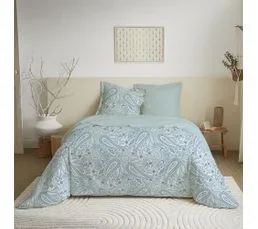 COTON PUR Parure De Draps 4 Pièces Pour Lit 140 X 190 Cm Cachemire Bleu