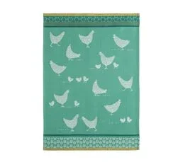 COUCKE Torchon Imprimé En Jacquard De Coton Vert Moyen 50x75