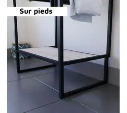 CUISIBANE Meuble Salle De Bain 120 Cm Avec Deux Vasques à Poser Structura - Noir