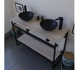 CUISIBANE Meuble Salle De Bain 120 Cm Avec Deux Vasques à Poser Structura - Noir