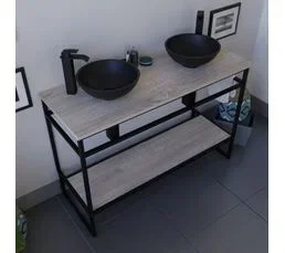 CUISIBANE Meuble Salle De Bain 120 Cm Avec Deux Vasques à Poser Structura - Noir