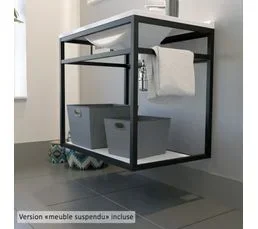 CUISIBANE Meuble Salle De Bain Structura 70 Cm Avec Plan Vasque- Résine - Gris
